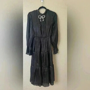 Denimland Satin Dress With Rhinestone Bow 🎀